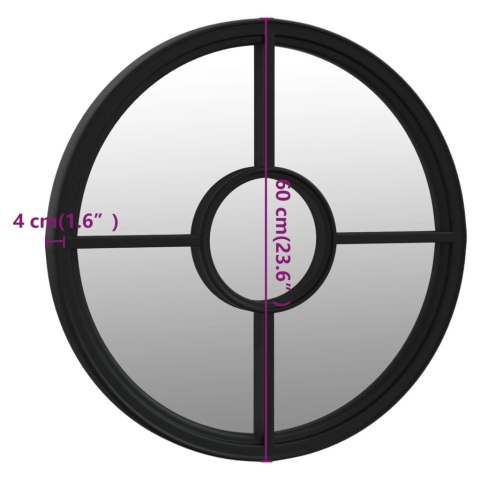  Lustro do wnętrz, czarne, 60x4 cm, okrągłe, żelazne