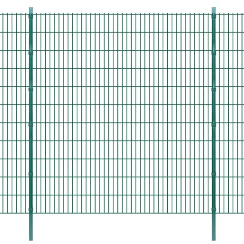 VidaXL Słupki ogrodzeniowe 20 szt, zielone, 280 cm, stal galwanizowana