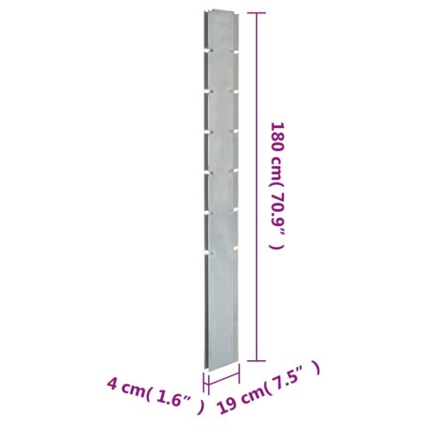  Słupki ogrodzeniowe 30 szt, srebrne, 180 cm, stal galwanizowana