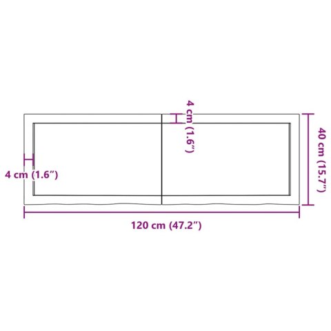  Blat do łazienki, 120x40x(2-4) cm, surowe, lite drewno