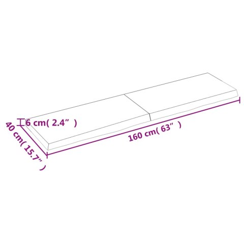  Blat do łazienki, 160x40x(2-6) cm, surowe, lite drewno