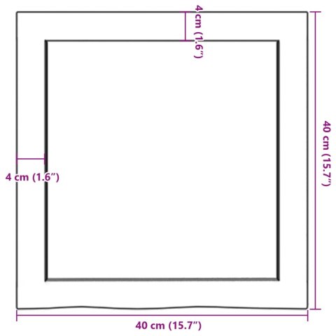  Blat do łazienki, 40x40x(2-6) cm, surowe, lite drewno