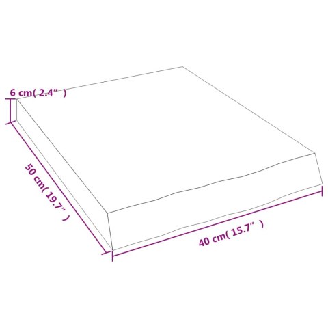  Blat do łazienki, 40x50x(2-6) cm, surowe, lite drewno