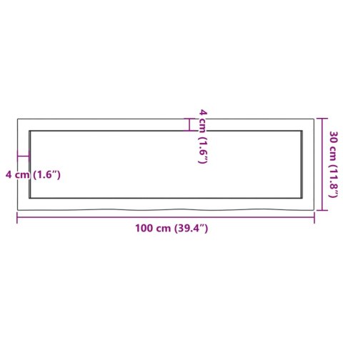  Blat do łazienki, ciemnobrązowy, 100x30x(2-6) cm, lite drewno