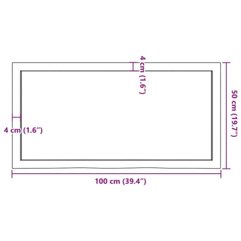  Blat do łazienki, ciemnobrązowy, 100x50x(2-4) cm, lite drewno