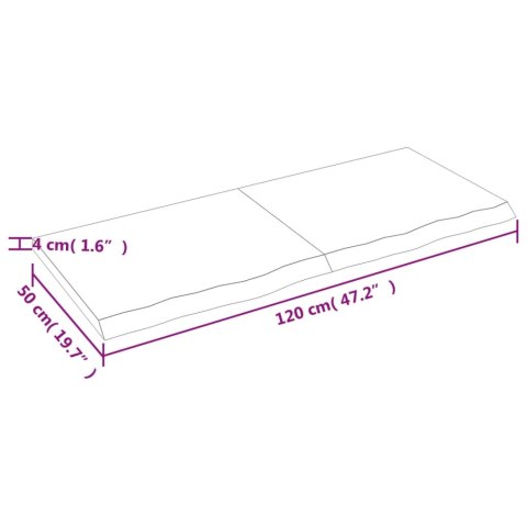  Blat do łazienki, ciemnobrązowy, 120x50x(2-4) cm, lite drewno