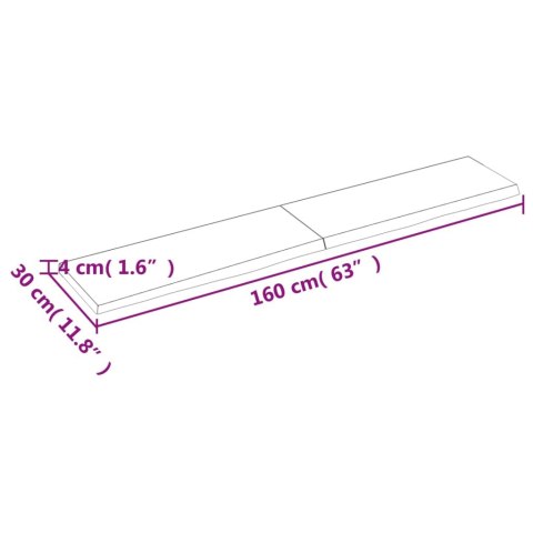  Blat do łazienki, ciemnobrązowy, 160x30x(2-4) cm, lite drewno