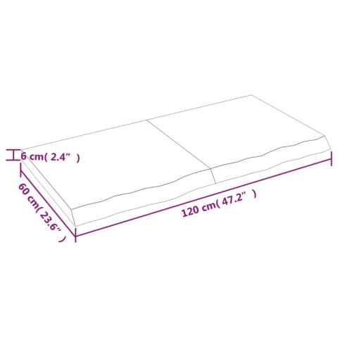  Blat do łazienki, jasnobrązowy, 120x60x(2-6) cm, lite drewno