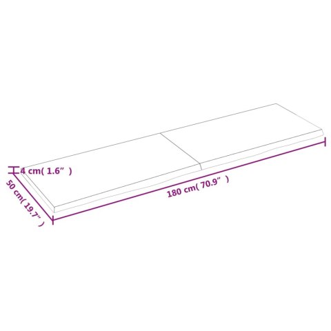  Blat do łazienki, jasnobrązowy, 180x50x(2-4) cm, lite drewno