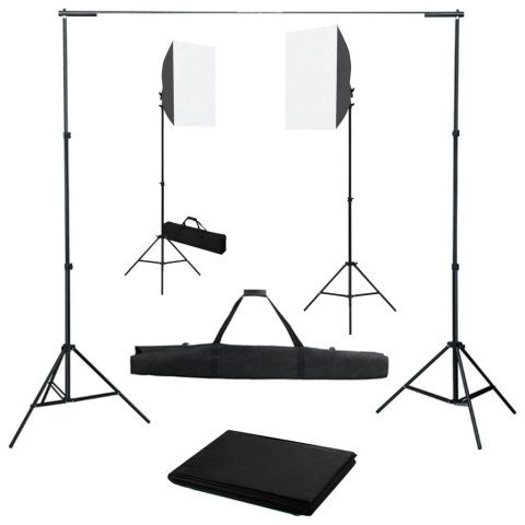  Fotograficzny zestaw studyjny z lampami softbox i tłem