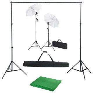  Fotograficzny zestaw studyjny z tłem, lampami i parasolkami