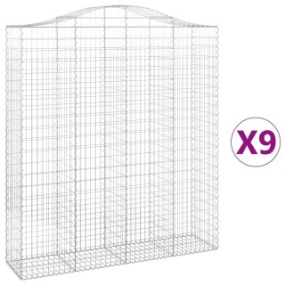 VidaXL Kosze gabionowe, 9 szt, 200x50x220/240 cm, galwanizowane żelazo