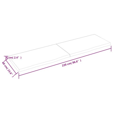  Blat do łazienki, ciemnobrązowy, 220x60x(2-6) cm, lite drewno