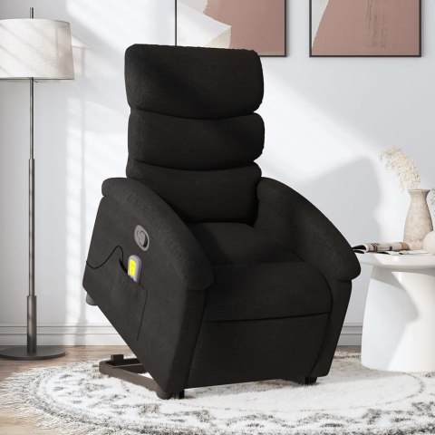  Podnoszony fotel masujący, rozkładany, czarny, obity tkaniną
