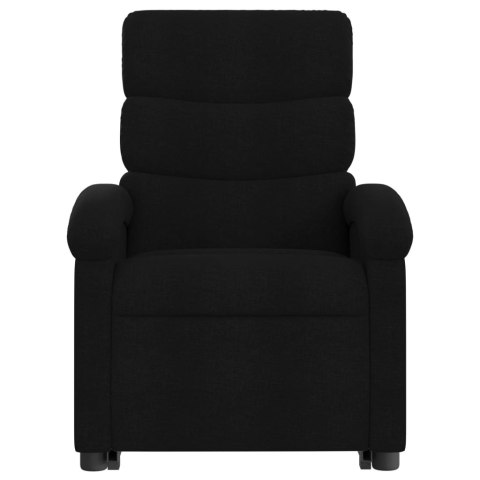  Podnoszony fotel masujący, rozkładany, czarny, obity tkaniną