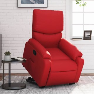 VidaXL Podnoszony fotel rozkładany, czerwony, obity sztuczną skórą
