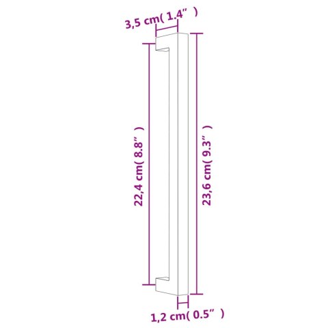  Uchwyty do szafek, 20 szt., srebrne, 224 mm, stal nierdzewna