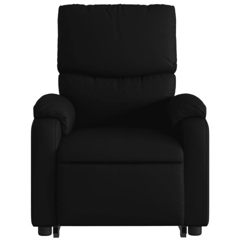  Podnoszony fotel masujący, rozkładany, czarny, ekoskóra