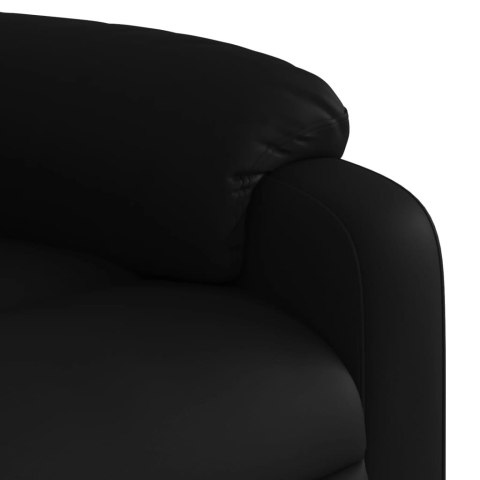  Podnoszony fotel masujący, rozkładany, czarny, ekoskóra