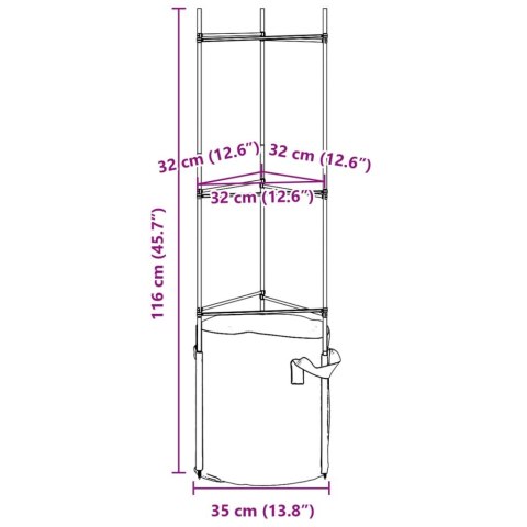  Podpórki do pomidorów z workami, 2 szt., 116 cm, stal i PP