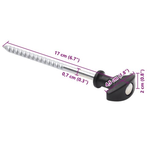  Śledzie do namiotu, 12 szt., 17 cm, Ø7 mm, stal galwanizowana