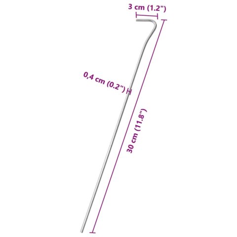  Śledzie do namiotu, 50 szt., 30 cm, Ø4 mm, stal galwanizowana