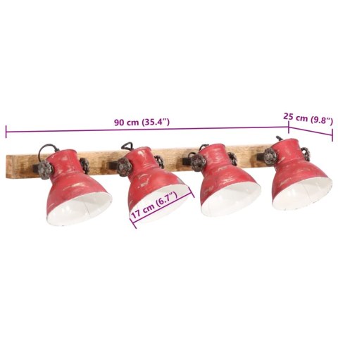  Kinkiet, 25 W, postarzany czerwony, 90x25 cm, E27