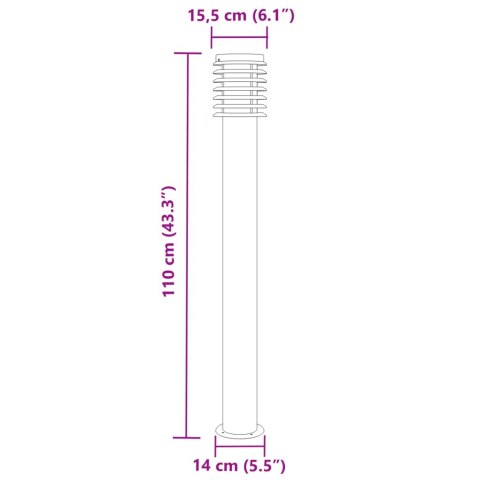  Lampa ogrodowa na słupku, czarna, 110 cm, stal nierdzewna