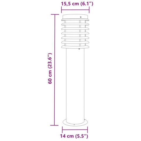  Lampa ogrodowa na słupku, czarna, 60 cm, stal nierdzewna