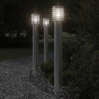  Lampa ogrodowa na słupku, z gniazdkiem, srebrna, 110 cm, stal