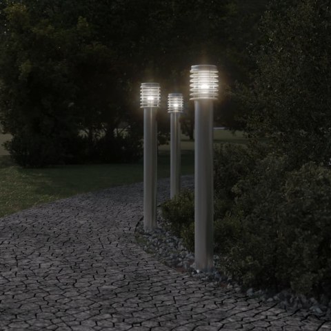  Lampa ogrodowa na słupku, z gniazdkiem, srebrna, 110 cm, stal