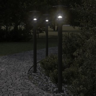  Lampy ogrodowe na słupku, 3 szt., czarne, 100 cm, stal