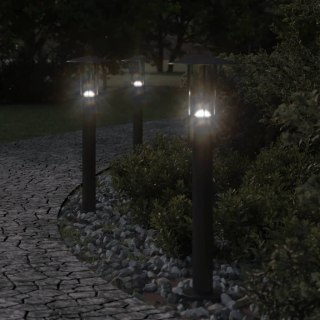  Lampy ogrodowe na słupku, 3 szt., czarne, 60 cm, stal