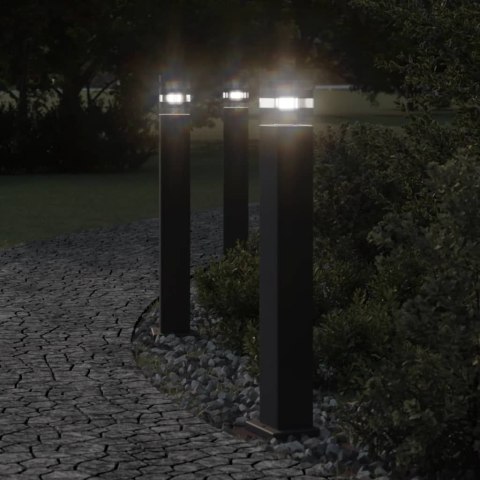  Zewnętrzne lampy stojące, 3 szt., czarne, 80 cm, aluminium