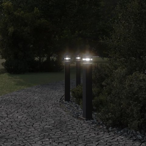  Zewnętrzne lampy stojące, 3 szt., czarne, 80 cm, aluminium