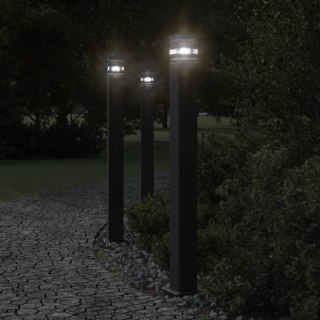  Zewnętrzne lampy stojące, z gniazdem, 3 szt., czarne, 110 cm