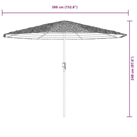  Parasol ogrodowy na stalowym słupku, niebieski, 388x388x248 cm