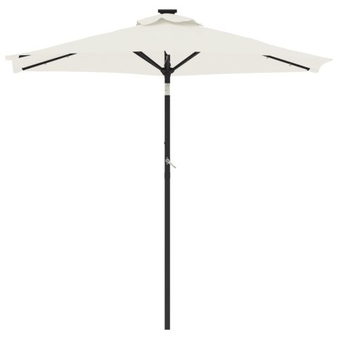  Parasol ogrodowy z LED, stalowy słupek, biały, 225x225x212 cm