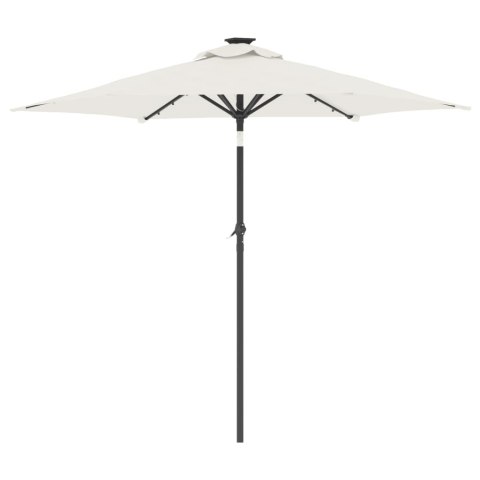  Parasol ogrodowy z LED, stalowy słupek, biały, 225x225x212 cm