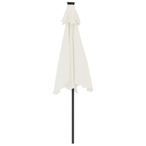  Parasol ogrodowy z LED, stalowy słupek, biały, 225x225x212 cm