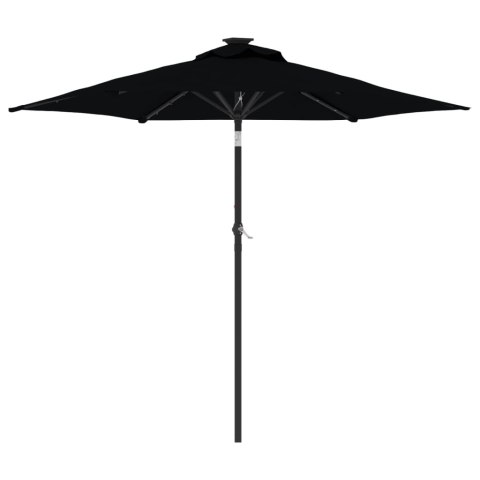  Parasol ogrodowy LED, stalowy słupek, czarny, 225x225x212 cm