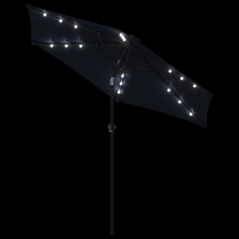  Parasol ogrodowy LED, stalowy słupek, czarny, 225x225x212 cm