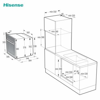 Piekarnik pirolityczny Hisense BI64213EPB 3500 W 2300 W 77 L