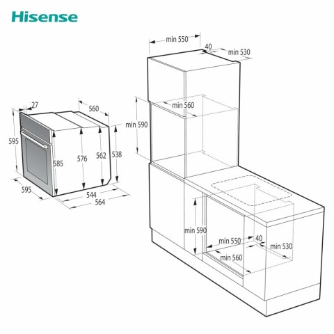 Piekarnik pirolityczny Hisense BI64213EPB 3500 W 2300 W 77 L