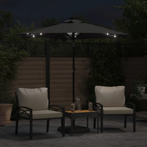  Parasol ogrodowy LED, stalowy słupek, antracyt, 225x225x212 cm