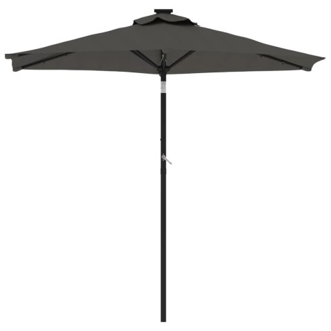  Parasol ogrodowy LED, stalowy słupek, antracyt, 225x225x212 cm