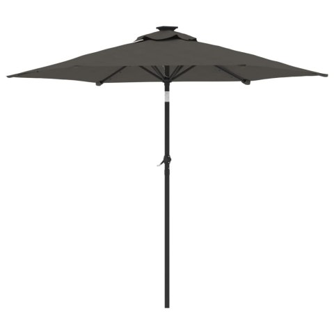  Parasol ogrodowy LED, stalowy słupek, antracyt, 225x225x212 cm