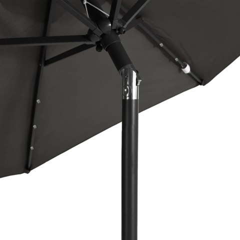  Parasol ogrodowy LED, stalowy słupek, antracyt, 225x225x212 cm