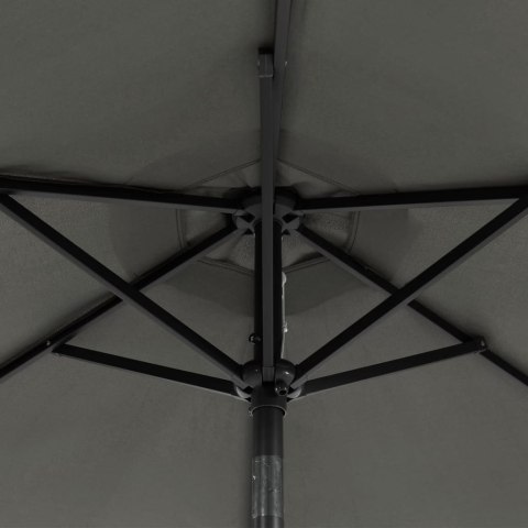  Parasol ogrodowy LED, stalowy słupek, antracyt, 225x225x212 cm