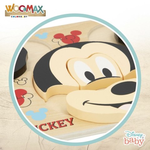 Drewniane Puzzle dla Dzieci Disney Mickey Mouse + 12 miesięcy 6 Części (12 Sztuk)